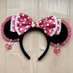 ミニー 水玉 ドット リボン イヤリング カチューシャ ピンク