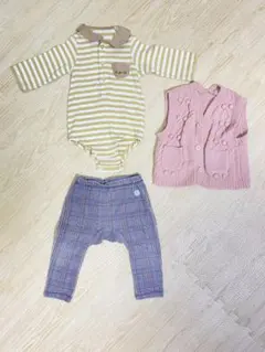 Apres Les Coursベビー服3点セット（ボディスーツ・ベスト・パンツ）
