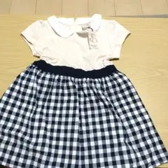petit main 襟付きチェックワンピース 90cm