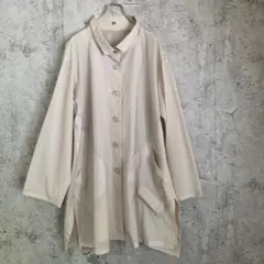 滋雨ベージュ シースルーコート ボタン付きのサムネイル