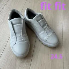 fitfit 新品25◇スリッポンレザースニーカー701 シルバー - メルカリ