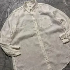 【100%LINEN】GAP ギャップ リネンシャツ 長袖 ホワイト 白 Mのサムネイル