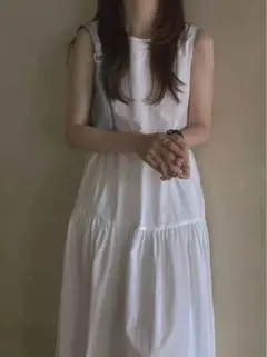 VII-PER ノースリーブ ロングワンピース ホワイト