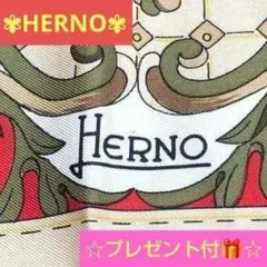 【⭐️HERNO ☆1点限り⭐️】ヘルノ スカーフ 総柄 レッド×マルチカラー