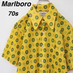 【70s】マルボロ 総柄シャツ 小紋柄 ドット柄 煙草 タバコ S ビンテージ