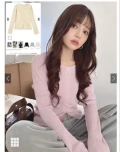 GRLグレイルラウンドネックリブニットカーディガン[an1800]