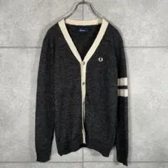 フレッドペリー　カーディガン　モヘヤ　月桂樹　毛足長　刺繍　アームライン　00s