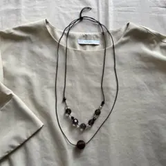 【ハンドメイド ネックレス】 ブラック系 ビーズ アクセサリー　2個セット