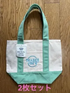 グリーン＆ピンクTRADER JOE'S ミニパステルキャンバストートバッグ
