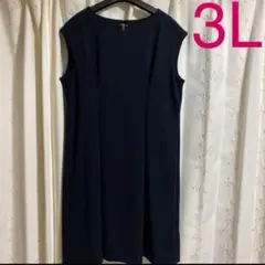 大きいサイズ 3L 膝丈ワンピース・紺色・綺麗め・入学式・卒業式・レディース