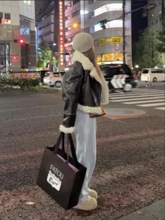 MURUA ヴィンテージライクショートフェイクムートン ブラウン