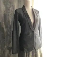 iCB 新品未使用 ジャケット ショールカラー ダークグレー×グレー