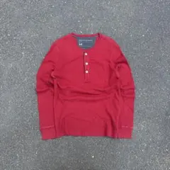 y2k 00s BANANA REPUBLIC 短丈ヘンリーネックサーマルロンT