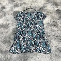 【ジョルジュレッシュ】カットソー ターコイズブルー 総花柄 S 日本製【極美品】のサムネイル