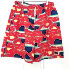 90s JJ CLUB カジキマグロ 総柄 ショートパンツXL イージーパンツ魚のサムネイル