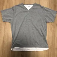 GLOBAL WORK グレー Vネック Tシャツ M