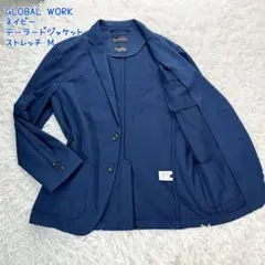 美品✨ グローバルワーク シアサッカー テーラード ジャケット ネイビー M
