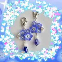 再販No.324 マスクチャーム　ネモフィラ　イヤリング　ピアス