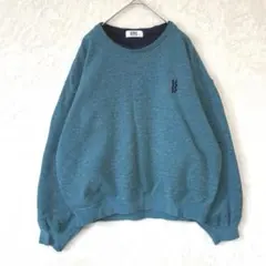 ミズノ スーパースター／トレーナー L 長袖 ワンポイント 裏起毛 青緑色