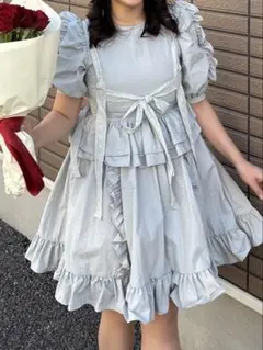 Chalmiere フリルロングワンピース サックス ロリィタ - メルカリ