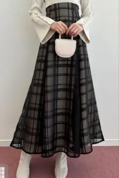 チェック柄シアーフレアスカート[tu1082] GRL Mサイズ