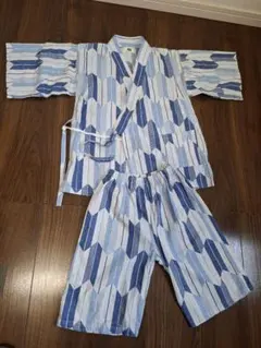 甚平 青と白の幾何学模様 140