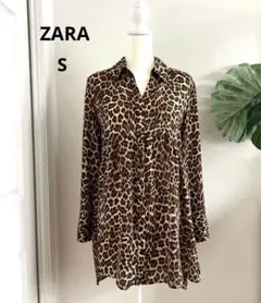 【ZARA ザラ】ヒョウ柄 レオパード柄　シャツ ブラウス　スキッパー　S