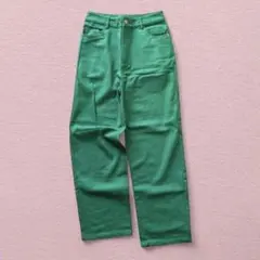 美品【Dazy】コットン ストレート カラーパンツ カジュアル ハイウエスト 緑