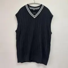 【美品】UNIQLO ユニクロ ニットベスト Vネック グレー XL