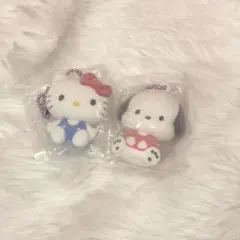サンリオキャラクターズ　ふわわフロッキーマスコット2種セット キティ ポチャッコ