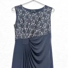 美品 ENFOCUS STUDIO レース切替ドレープドレス ワンピース 黒 M