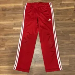 adidas トラックパンツ レッド L 90s デサント製 裾ボタン