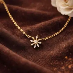 【匿名配送】アガット ダイヤモンド ネックレス 0.03CT 雪の結晶