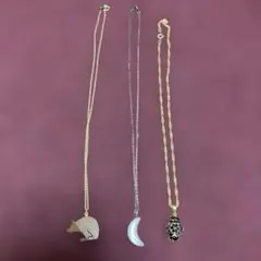 ユニークデザイン ネックレス3点セット　熊 白熊 月
