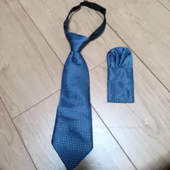 A6 青色 チェック柄 ネクタイ セット