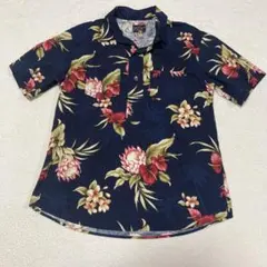美品PAIKAJI パイカジ アロハシャツLかりゆし 日本製 沖縄 ブルー花 