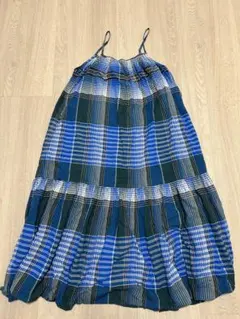 無印良品　マドラスチェック キャミソールワンピース