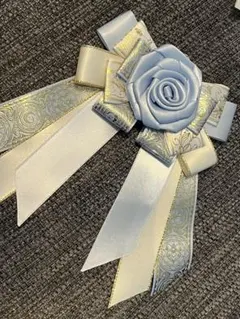 推し活 バッグチャーム リボン 水色 白 ブルー ホワイト