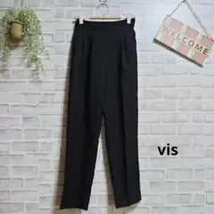 vis スラックス タックパンツ フォーマル ウエストゴム ビジネス 上品 S