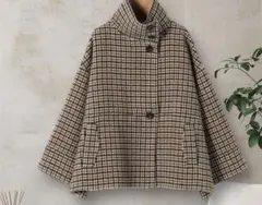 SHIPS any: リバー スタンドカラー ポンチョ ショート コート