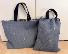 入園.入学2点セット【レッスンバッグ】【靴入れ】ヌビ生地 宇宙