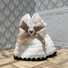 ツイードワンピース ブラウンリボン 10cm ぬい服