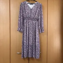 Honeys 花柄ロングワンピース 長袖 Vネック