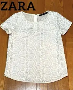 ザラベーシック　半袖　レースカットソー　アイボリー　レディース　S 26