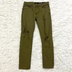 Bershka ベルシュカ スキニーフィットカラーデニムパンツ M カーキ