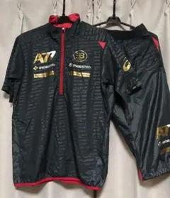 アシックス A77 ピステ上下セット メンズM 半袖＆7分丈パンツ 黒×金