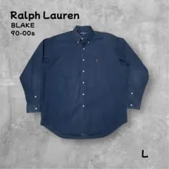 Ralph Lauren BLAKE長袖BDシャツ90s00sネイビーL刺繍ロゴ