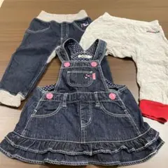 DOUBLE.B ミキハウス デニムフリルオーバーオール F パンツ80