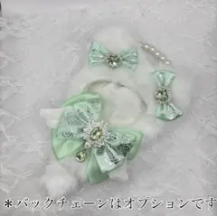ぬい服　ちびぐるみ　10cm-12cmサイズ　ネコ耳　ライトグリーン　天使の羽