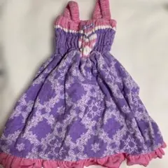 プールタオル　紫とピンクのフリル水着